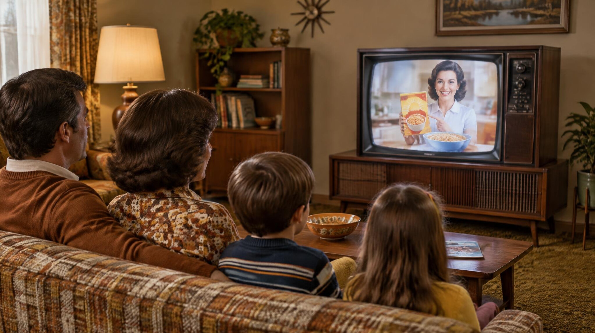 family watching television